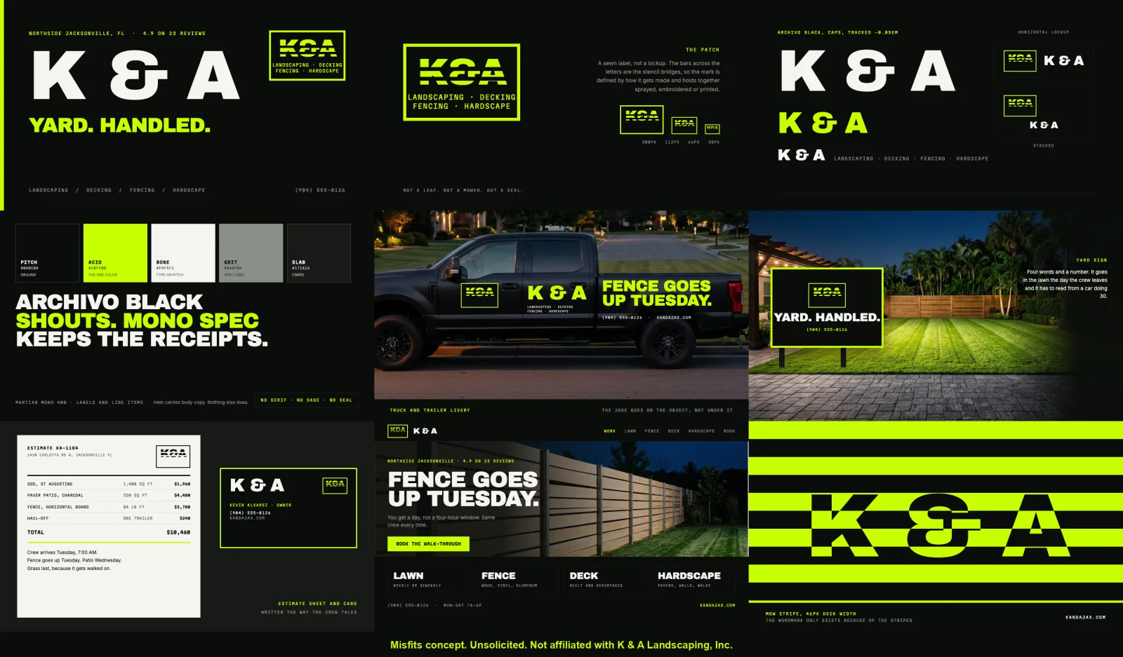 The nine K & A concept tiles laid out as one sheet