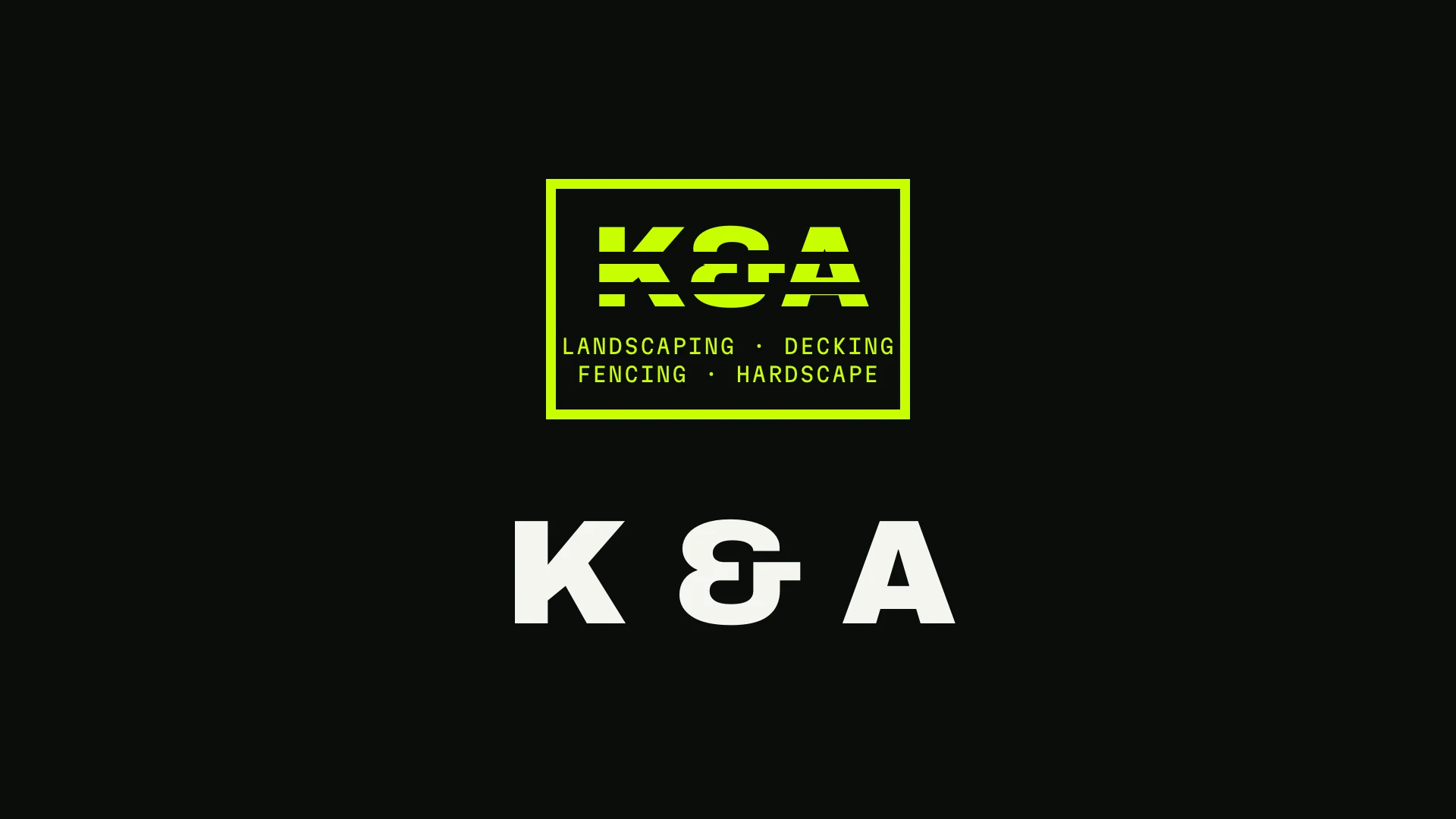 K & A concept logo, the workwear patch in acid green with the wordmark on near-black